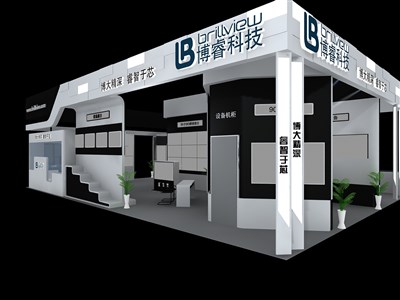 192平米展臺設(shè)計制作：三面開口/現(xiàn)代/型材結(jié)構(gòu)/灰色，為電子展展商而作（免費使用）