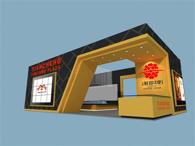 80平米展臺設(shè)計制作：一面開口/前衛(wèi)/木質(zhì)結(jié)構(gòu)/黑色，為房產(chǎn)展展商而作（免費使用）