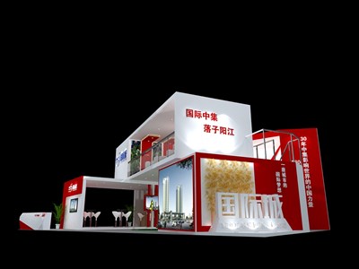 48平米展臺(tái)設(shè)計(jì)制作：三面開口/前衛(wèi)/木質(zhì)結(jié)構(gòu)/粉色，為房產(chǎn)展展商而作（免費(fèi)使用）