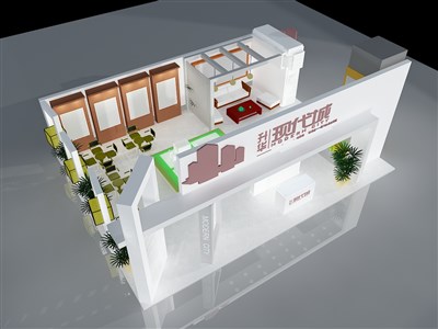 80平米展臺(tái)設(shè)計(jì)制作：二面開口/現(xiàn)代/木質(zhì)結(jié)構(gòu)/白色，為房產(chǎn)展展商而作（免費(fèi)使用）