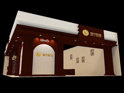 253平米展臺設計制作：二面開口/歐式/木質(zhì)結構/咖啡色，為家具展展商而作（免費使用）