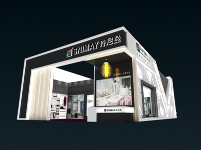150平米展臺設計制作：三面開口/前衛(wèi)/型材結構/灰色，為家具展展商而作（免費使用）