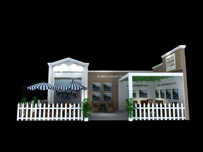 80平米展臺設(shè)計制作：二面開口/田園/木質(zhì)結(jié)構(gòu)/白色，為房產(chǎn)展展商而作（免費使用）