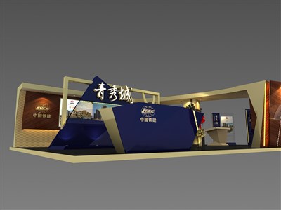 135平米展臺設計制作：三面開口/前衛(wèi)/木質結構/米色，為房產展展商而作（免費使用）