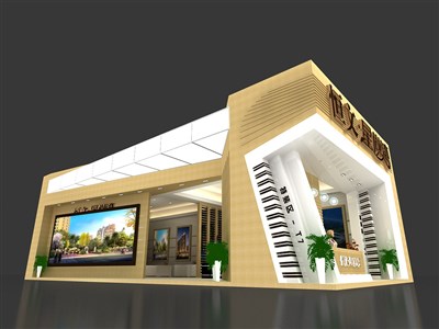 91平米展臺(tái)設(shè)計(jì)制作：二面開口/前衛(wèi)/型材結(jié)構(gòu)/咖啡色，為家具展展商而作（免費(fèi)使用）