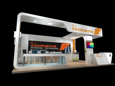 72平米展臺設(shè)計(jì)制作：三面開口/現(xiàn)代/木質(zhì)結(jié)構(gòu)/白色，為房產(chǎn)展展商而作（免費(fèi)使用）