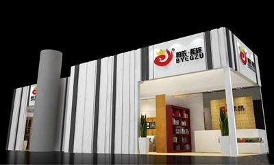 24平米展臺設計制作：三面開口/前衛(wèi)/型材結構/灰色，為家具展展商而作（免費使用）