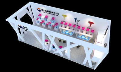 36平米展臺設(shè)計制作：二面開口/現(xiàn)代/型材結(jié)構(gòu)/白色，為家具展展商而作（免費使用）