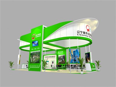 78平米展臺設(shè)計制作：四面開口/現(xiàn)代/木質(zhì)結(jié)構(gòu)/綠色，為綜合展展商而作（免費(fèi)使用）