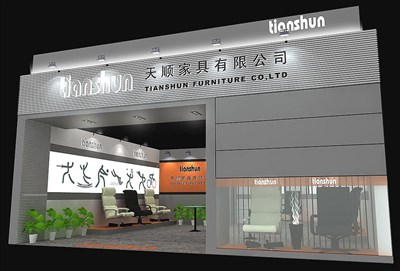 42平米展臺設計制作：一面開口/現(xiàn)代/型材結構/灰色，為家具展展商而作（免費使用）