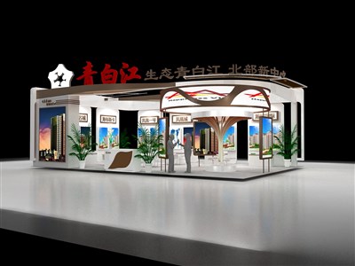 180平米展臺(tái)設(shè)計(jì)制作：四面開(kāi)口/前衛(wèi)/木質(zhì)結(jié)構(gòu)/白色，為房產(chǎn)展展商而作（免費(fèi)使用）