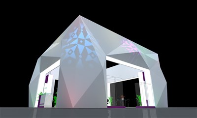 36平米展臺設計制作：四面開口/前衛(wèi)/型材結(jié)構(gòu)/灰色，為家具展展商而作（免費使用）