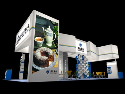 93平米展臺設計制作：四面開口/現(xiàn)代/木質(zhì)結(jié)構(gòu)/白色，為綜合展展商而作（免費使用）