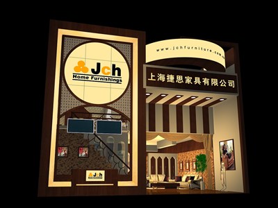 80平米展臺(tái)設(shè)計(jì)制作：一面開口/歐式/木質(zhì)結(jié)構(gòu)/咖啡色，為家具展展商而作（免費(fèi)使用）