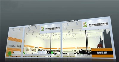 90平米展臺(tái)設(shè)計(jì)制作：二面開口/前衛(wèi)/型材結(jié)構(gòu)/橙色，為家具展展商而作（免費(fèi)使用）