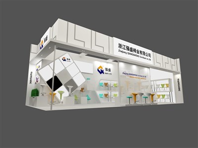 44平米展臺(tái)設(shè)計(jì)制作：二面開(kāi)口/現(xiàn)代/型材結(jié)構(gòu)/灰色，為家具展展商而作（免費(fèi)使用）