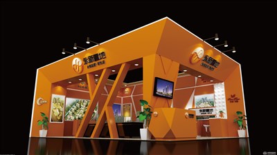 72平米展臺設(shè)計制作：二面開口/現(xiàn)代/木質(zhì)結(jié)構(gòu)/咖啡色，為房產(chǎn)展展商而作（免費(fèi)使用）