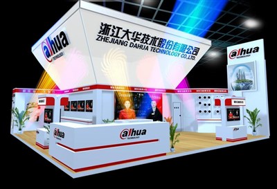100平米展臺設計制作：二面開口/現代/型材結構/白色，為電子展展商而作（免費使用）
