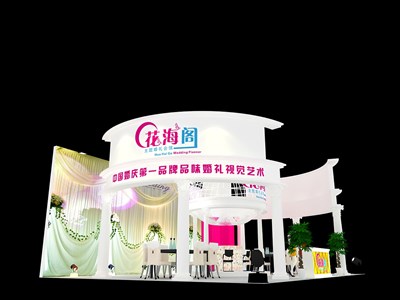 99平米展臺設計制作：三面開口/歐式/木質(zhì)結(jié)構/白色，為房產(chǎn)展展商而作（免費使用）