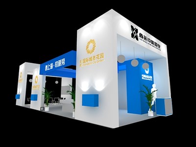 75平米展臺(tái)設(shè)計(jì)制作：四面開口/現(xiàn)代/木質(zhì)結(jié)構(gòu)/白色，為房產(chǎn)展展商而作（免費(fèi)使用）