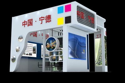 25平米展臺(tái)設(shè)計(jì)制作：三面開口/現(xiàn)代/木質(zhì)結(jié)構(gòu)/彩色，為房產(chǎn)展展商而作（免費(fèi)使用）