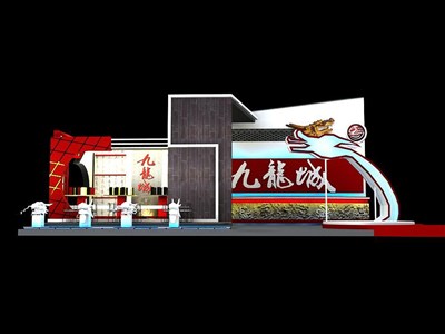 84平米展臺(tái)設(shè)計(jì)制作：三面開口/現(xiàn)代/型材結(jié)構(gòu)/彩色，為房產(chǎn)展展商而作（免費(fèi)使用）
