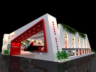 120平米展臺設(shè)計制作：三面開口/前衛(wèi)/型材結(jié)構(gòu)/彩色，為房產(chǎn)展展商而作（免費使用）