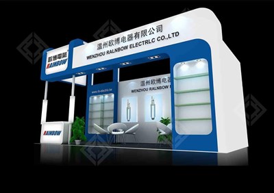 24平米展臺設計制作：二面開口/現(xiàn)代/木質(zhì)結(jié)構(gòu)/白色，為電子展展商而作（免費使用）