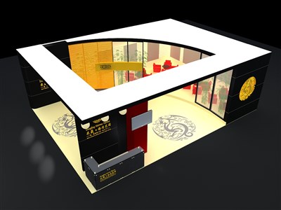 88平米展臺設(shè)計制作：二面開口/前衛(wèi)/型材結(jié)構(gòu)/彩色，為房產(chǎn)展展商而作（免費使用）