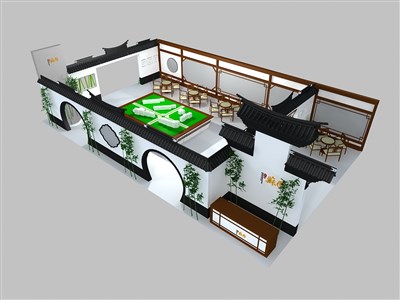 117平米展臺設計制作：三面開口/田園/木質結構/灰色，為房產展展商而作（免費使用）