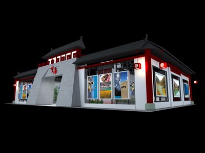 156平米展臺設(shè)計制作：三面開口/中式/木質(zhì)結(jié)構(gòu)/灰色，為旅游展展商而作（免費使用）