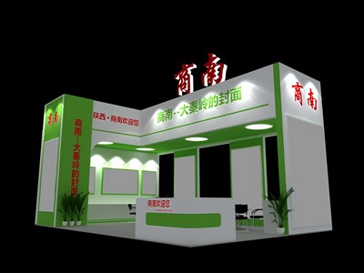 35平米展臺設(shè)計(jì)制作：二面開口/現(xiàn)代/木質(zhì)結(jié)構(gòu)/綠色，為旅游展展商而作（免費(fèi)使用）