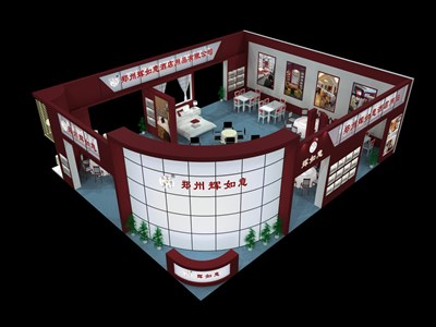 180平米展臺(tái)設(shè)計(jì)制作：四面開口/現(xiàn)代/木質(zhì)結(jié)構(gòu)/紅色，為建材展展商而作（免費(fèi)使用）