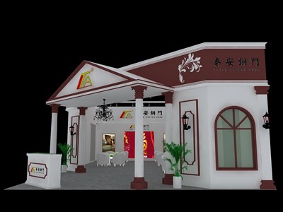 120平米展臺(tái)設(shè)計(jì)制作：二面開口/現(xiàn)代/木質(zhì)結(jié)構(gòu)/咖啡色，為建材展展商而作（免費(fèi)使用）