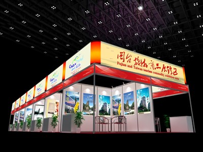 126平米展臺設(shè)計(jì)制作：二面開口/現(xiàn)代/木質(zhì)結(jié)構(gòu)/白色，為旅游展展商而作（免費(fèi)使用）