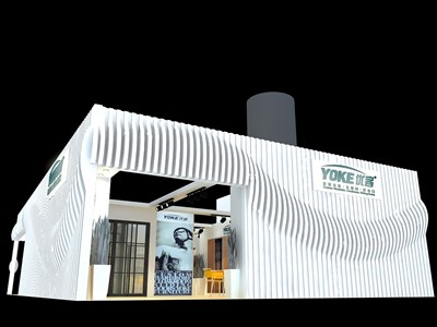 216平米展臺設(shè)計(jì)制作：二面開口/現(xiàn)代/木質(zhì)結(jié)構(gòu)/白色，為建材展展商而作（免費(fèi)使用）