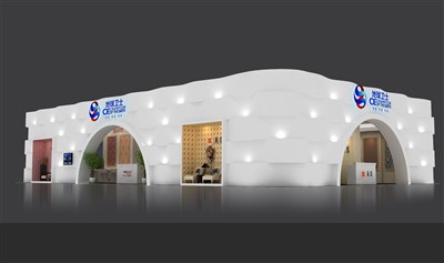 360平米展臺(tái)設(shè)計(jì)制作：二面開口/現(xiàn)代/木質(zhì)結(jié)構(gòu)/米色，為建材展展商而作（免費(fèi)使用）