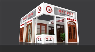 54平米展臺設(shè)計制作：二面開口/現(xiàn)代/木質(zhì)結(jié)構(gòu)/白色，為建材展展商而作（免費使用）