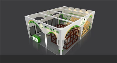 94.3平米展臺設計制作：三面開口/現(xiàn)代/木質結構/米色，為建材展展商而作（免費使用）