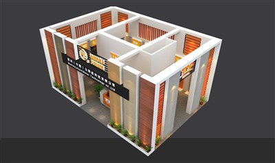 70平米展臺(tái)設(shè)計(jì)制作：二面開口/前衛(wèi)/型材結(jié)構(gòu)/橙色，為建材展展商而作（免費(fèi)使用）