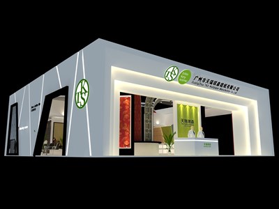225平米展臺設計制作：三面開口/現代/木質結構/米色，為建材展展商而作（免費使用）