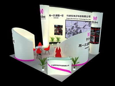 36平米展臺設計制作：三面開口/現代/木質結構/米色，為綜合展展商而作（免費使用）