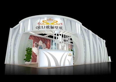 96平米展臺(tái)設(shè)計(jì)制作：三面開(kāi)口/現(xiàn)代/木質(zhì)結(jié)構(gòu)/白色，為建材展展商而作（免費(fèi)使用）