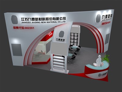 48平米展臺設(shè)計制作：三面開口/現(xiàn)代/木質(zhì)結(jié)構(gòu)/白色，為建材展展商而作（免費使用）