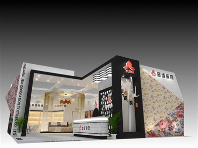 153平米展臺設(shè)計(jì)制作：一面開口/現(xiàn)代/木質(zhì)結(jié)構(gòu)/灰色，為建材展展商而作（免費(fèi)使用）