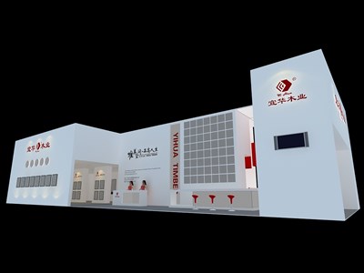 205平米展臺設(shè)計(jì)制作：一面開口/現(xiàn)代/木質(zhì)結(jié)構(gòu)/白色，為建材展展商而作（免費(fèi)使用）