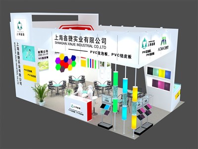 54平米展臺(tái)設(shè)計(jì)制作：三面開(kāi)口/現(xiàn)代/木質(zhì)結(jié)構(gòu)/白色，為建材展展商而作（免費(fèi)使用）