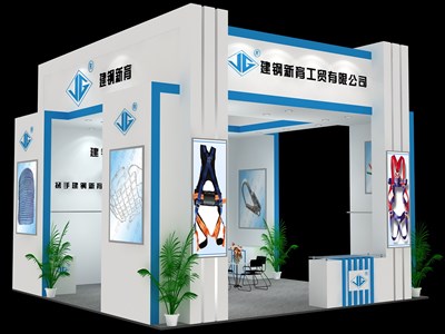 36平米展臺(tái)設(shè)計(jì)制作：三面開口/現(xiàn)代/木質(zhì)結(jié)構(gòu)/白色，為建材展展商而作（免費(fèi)使用）