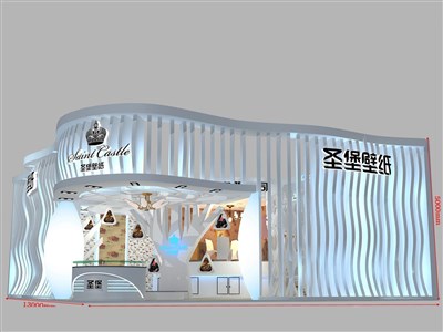 143平米展臺(tái)設(shè)計(jì)制作：二面開(kāi)口/現(xiàn)代/木質(zhì)結(jié)構(gòu)/白色，為建材展展商而作（免費(fèi)使用）