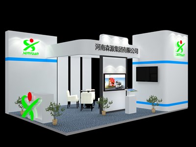 54平米展臺(tái)設(shè)計(jì)制作：四面開(kāi)口/現(xiàn)代/木質(zhì)結(jié)構(gòu)/藍(lán)色，為電子展展商而作（免費(fèi)使用）